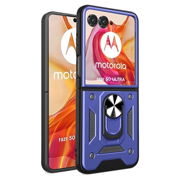 Motorola Razr 50 Ultra Hybrid Cover med Ring Holder - Blå