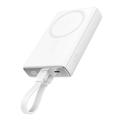 JOYROOM JR-PBM01 PD 20W 10000mAh telefon powerbank magnetisk trådløs oplader med indbygget kabel / kickstand - hvid