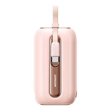 Joyroom JR-L012 farverig powerbank på 10000mAh - USB-C & Lightning-kabel, 22.5W - lyserød