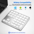 K-35 Bluetooth Keypad Slim 35-Keys Computer Laptop Keyboard Tablet Accessories - Silver White