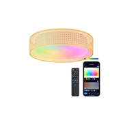 Ksix Bohemia SmartLED-loftslampe med rottingdesign, højttaler og RGBIC - 46cm, 4000lm, 35W