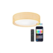 Ksix Bohemia SmartLED-loftslampe med rottingdesign, højttaler og RGBIC - 46cm, 4000lm, 35W