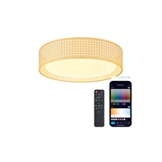 Ksix Bohemia SmartLED-loftslampe med rottingdesign, højttaler og RGBIC - 46cm, 4000lm, 35W