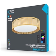 Ksix Bohemia SmartLED-loftslampe med rottingdesign, højttaler og RGBIC - 46cm, 4000lm, 35W