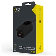 Ksix GaN 65W Multiport Ultrahurtig Oplader - 2x USB-C, USB-A - Sort