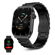 Ksix Olympo AMOLED Smartwatch - Rustfrit stål og silikonerem - Sort