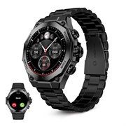 Ksix Titanium AMOLED Smartwatch - Rustfrit stål og silikonerem - Sort