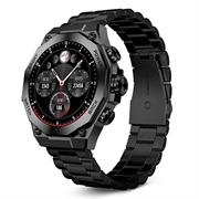 Ksix Titanium AMOLED Smartwatch - Rustfrit stål og silikonerem - Sort