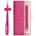 Lace Pattern Samsung Galaxy Note10 Etui med Pung - Hot Pink