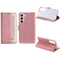 Blondemønstret Samsung Galaxy S22 5G Cover med Pung - Pink