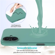 iPhone 16 Liquid Silikone Cover med Strop - Mørkegrøn