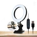 Live Broadcast Video Shooting 6" LED Selfie Ring Light med 3 farvetilstande + klemmemontering