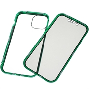 iPhone 15 Plus Magnetisk Cover med Privatlivssikret Hærdet Glas - Grøn