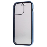 iPhone 15 Pro Magnetisk Cover med Privatlivssikret Hærdet Glas (Open Box - Bulk Tilfredsstillelse) - Blå