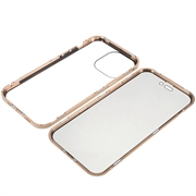 iPhone 15 Pro Max Magnetisk Cover med Privatlivssikret Hærdet Glas - Guld