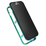 iPhone 15 Pro Max Magnetisk Cover med Privatlivssikret Hærdet Glas - Grøn