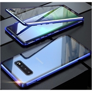 Samsung Galaxy S10 Magnetisk Cover med Hærdet Glas - Blå