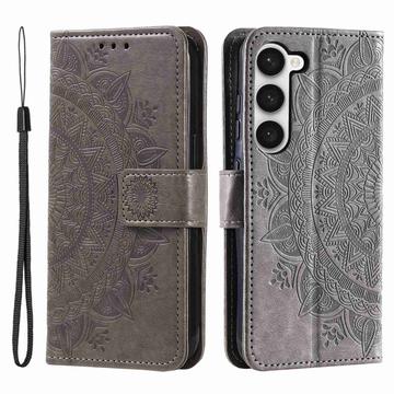 Samsung Galaxy S23 5G Mandala Series Etui med Pung - Grå