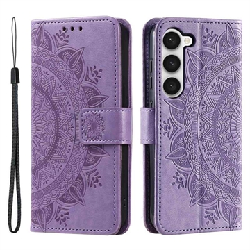 Samsung Galaxy S23 5G Mandala Series Etui med Pung - Lilla