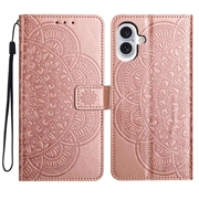 iPhone 16 Plus Mandala Series Etui med Pung - Rødguld