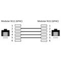 Modulært telefonkabel RJ11/RJ11 - 6m - Sort