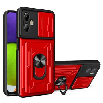 Motorola Moto G14 Roterende Ring Hybrid Cover med Kameraskjold - Rød