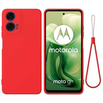 Motorola Moto G24 Power Liquid Silikone Cover med Strop - Rød