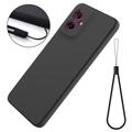 Motorola Moto G55 Liquid Silikone Cover med Strop - Sort