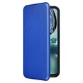 Motorola Moto G62 5G Flip Cover - Karbonfiber - Blå