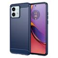 Motorola Moto G84 Børstet TPU Cover - Karbonfiber - Blå