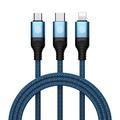 NILLKIN Swift Pro 3-i-1-kabel nylonflettet USB til Type-C / iP / Micro opladningsledning - blå