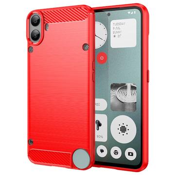 Nothing CMF Phone 1 Børstet TPU Cover - Karbonfiber - Rød