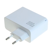 OTB USB GaN-oplader 100W - 2x USB-C & 1x USB-A, hurtig opladning med strømforsyning - Hvid