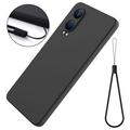 OnePlus Nord CE4 Lite/Oppo K12x Liquid Silikone Cover med Strop - Sort