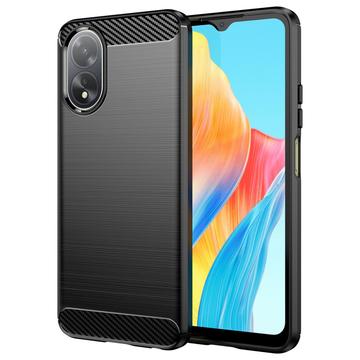 Oppo A18/A38 Børstet TPU Cover - Karbonfiber - Sort