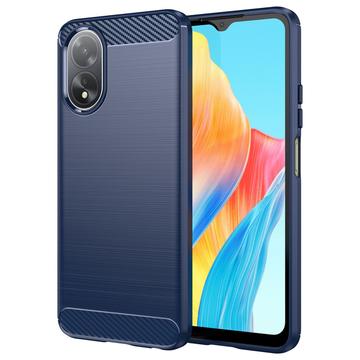 Oppo A18/A38 Børstet TPU Cover - Karbonfiber - Blå