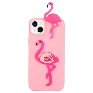 3D Cartoon iPhone 14 Plus TPU Cover - Flamingo