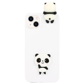 3D Cartoon iPhone 14 Plus TPU Cover - Hvid Panda