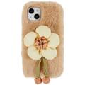 3D Plush Doll iPhone 14 TPU Cover - Beige / Blomst