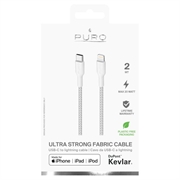 Puro Fabric Ultra-Strong USB-C / Lightning-kabel - 2 m, 20 W - hvid