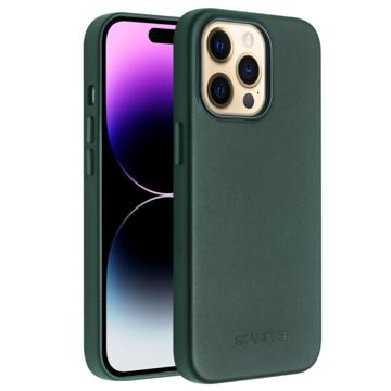 Qialino Premium Mag iPhone 14 Pro Læder Cover - Grøn