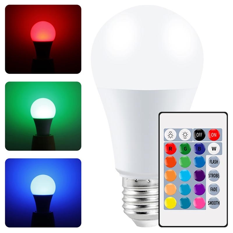 RGB LED-Pære Fjernbetjening - 10W, E27 -