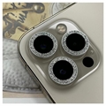 iPhone 13 Pro/13 Pro Max Rhinestone Kamera Linse Hærdet Glas Beskytter - Sølv