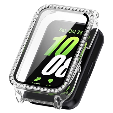 Samsung Galaxy Fit3 Rhinestone Dekorative Cover med Skærmbeskyttelse - Gennemsigtig hvid