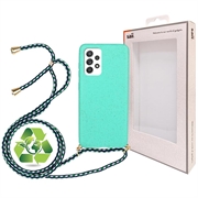 Saii Eco Line Samsung Galaxy A52 5G, Galaxy A52s Biologisk Nedbrydeligt Cover med Strap - Cyan