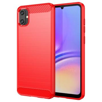 Samsung Galaxy A05 Børstet TPU Cover - Karbonfiber - Rød