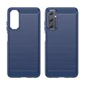 Samsung Galaxy A05s Børstet TPU Cover - Karbonfiber - Blå