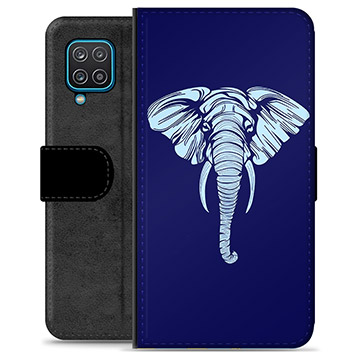Samsung Galaxy A12 Premium Flip Cover med Pung - Elefant