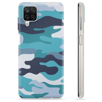 Samsung Galaxy A12 TPU Cover - Blå Camouflage