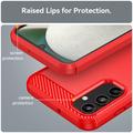 Samsung Galaxy A15 Børstet TPU Cover - Karbonfiber - Rød